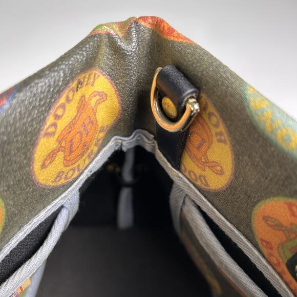 Dooney and Bourke Mini Bag Italian Leather Coated Cotton Colorful All Over Logo - Picture 9 of 11